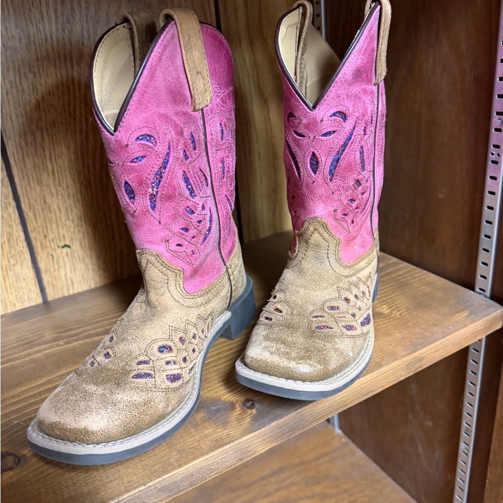 Children's Pink and Tan Cowboy Boots